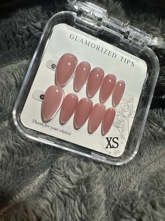 Rose gold Almond -shaped press-on nails