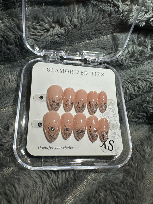 Bridal sparkling Almond -shaped press-on nails